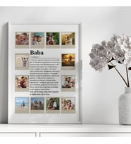 Çocuk Kalbi Atölyesi - Kişiye Özel Baba Tanımı Bej Fotoğraflı Tasarım Tablo , Babalar Günü Hediyesi, Babalar Günü Tablosu