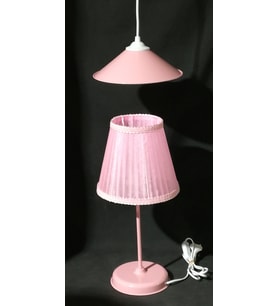 Pembe kız çocuk odası avize abajur takımı