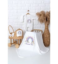 Pia Baby Premium  %100 Pamuk İsme Özel Kız Bebek Battaniye Tulum Hastane Çıkışı Hediye Seti 5075-05 (Ekru)