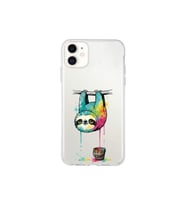 iPhone 11 ile Uyumlu Splash Tembel Hayvan Tasarımlı Şeffaf Silikon Kılıf