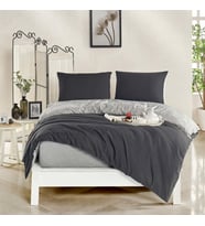 Çift Kişilik Nevresim Takımı (Lastikli Çarşaf+Yastık Kılıfı+Yorgan Kılıfı) Çift Yönlü Pamuk-Polyester 90x190 100x200 120x200 160x200 180x200 200x200 (Antrasit-Gri, 160x200)