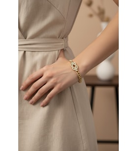 STİL İNCİSİ/XUPING JEWELRY VİNTA ZİRKON TAŞLI BİLEKLİK (Altın Rengi)