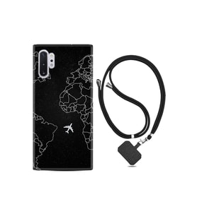 Samsung Galaxy Note 10 Plus Kılıf Resimli Desenli Silikon Boyun Askılı Black Plane 1868