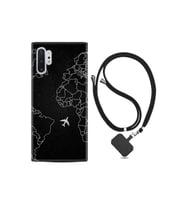 Samsung Galaxy Note 10 Plus Kılıf Resimli Desenli Silikon Boyun Askılı Black Plane 1868