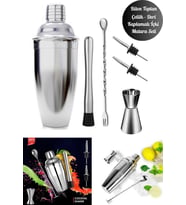 Kokteyl Hazırlama Shaker Seti 6 Parça Çelik Shaker Barmen Seti