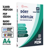 2027 MEBİ-OGM 11. Sınıf Dört Dörtlük Fizik Pekiştirme Testi A4 Renkli Soru Bankası BASKI ÜCRETİ