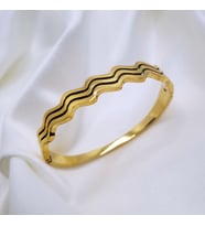 Orjinal Çelik Dalgalı Desen Gold Tasarım Çelik Kelepçe Bileklik