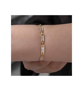 Gümüş Gold Baget Taşlı Kadın Bileklik CSR2185203
