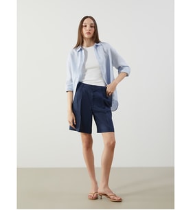 LCW Vision İndigo Loose Fit %100 Keten Kadın Şort