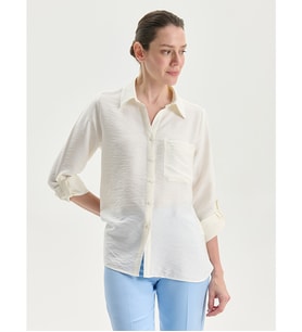 LCWAIKIKI Classic Ekru Regular Fit Kadın Gömlek