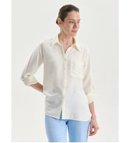LCWAIKIKI Classic Ekru Regular Fit Kadın Gömlek