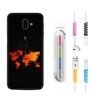 Samsung J6 Plus J7 Prime J7 Pro M20 Kılıf Kablo Koruma Spiral Silikon İz Bırakan Uçak 1778