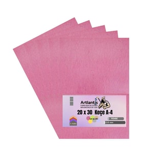 Pembe Keçe A4 2 mm 20x30 cm 5 li 1 Paket Okul Kreş Etkinlik