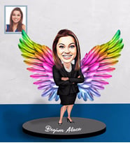 Kişiye Özel Melek Anne Tasarımlı Karikatür Ahşap Biblo Model-4