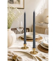 Düz Şamdan 2'li Mum - Mumelia Candles Doğal Soya Kutulu Dekoratif Mum - Gri