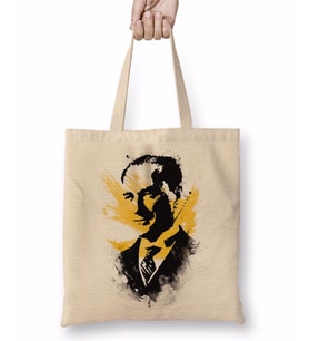 Mustafa Kemal Atatürk Bez Çanta Uzun Saplı