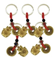 5 Adet Maneki Neko Metal Anahtarlık Feng Shui Şans ve Bereket Parası