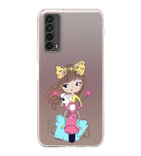 Huawei P Smart 2021 Uyumlu Kamera korumalı Kapak Vespagirl Tasarımlı  Şeffaf Kılıf
