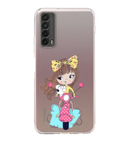 Huawei P Smart 2021 Uyumlu Kamera korumalı Kapak Vespagirl Tasarımlı  Şeffaf Kılıf