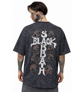 Black Sabbath Rock Metal Müzik Grubu Sırt Baskılı Unisex Oversize Eskitme Yıkamalı Tişört