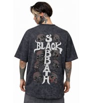 Black Sabbath Rock Metal Müzik Grubu Sırt Baskılı Unisex Oversize Eskitme Yıkamalı Tişört