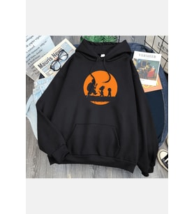 Master Roshi And Goku Kapşonlu Sweatshirt (Siyah)