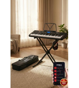 Midex PS-5200BK-HS Pro Org 61 LED Işıklı Tuş Hassasiyetli Bluetooth Midi Kulaklık Stand