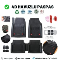 Opel Combo 2020 Uyumlu 4 Cm Derin Havuzlu 5 Parça Set 3D Paspas Takımı Siyah