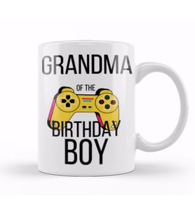 Grandma of the Birthday Boy Matching Video Game Birthday Kupa Bardak Porselen