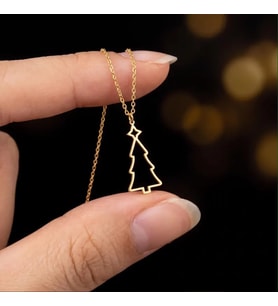 Kişiye Özel 925 Ayar Gümüş Minimal Yılbaşı Ağacı Kolye (Gold)