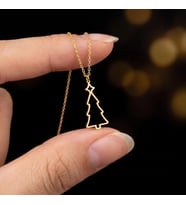 Kişiye Özel 925 Ayar Gümüş Minimal Yılbaşı Ağacı Kolye (Gold)