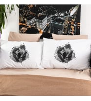 Karakalem Fotoğraf Baskılı 2li Yastık Kılıfı Seti