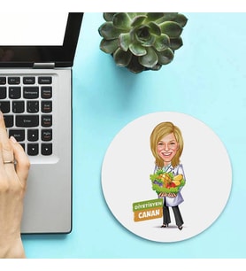 Kişiye Özel Karikatürlü Kadın Diyetisyen Doktor Mousepad