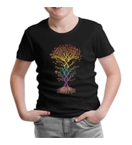 Colorful Tree Shaped Like DNA Siyah Çocuk Tshirt