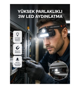 Mey İthalat® Kamp ve Doğa İçin Şarjlı LED Baş Feneri – Mıknatıslı, Su Geçirmez