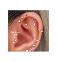 Mini Tektaş Cerrahi Çelik Piercing Tragus Helix Kıkırdak Conch Gümüş Renk 6 Mm (Çok Renkli)