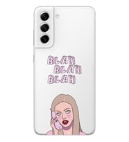 Samsung Galaxy S21 FE Uyumlu Blah Blah Blah Mean Girls Desenli Şeffaf Telefon Kılıfı