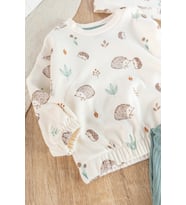 Figürlü 3'lü Şapkalı Unisex Bebek Takımı (Su Yeşili)