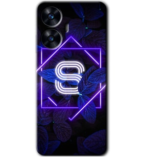 Realme C55 Kılıf HD Desen Baskılı Kılıf - Dark Neon Yaprak S Harfi