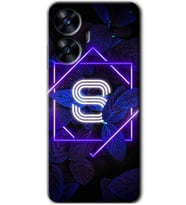 Realme C55 Kılıf HD Desen Baskılı Kılıf - Dark Neon Yaprak S Harfi