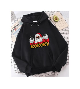 Hohoo Noel Baba Yeni Yıl Kapşonlu Sweatshirt (Siyah)