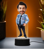 Doğum Günü Hediyesi,Sevgiliye Hediye, Kişiye Özel Fotoğraflı Polis Memuru Karikatür 3D Led Lamba (Beyaz)