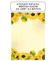 Ayçiçeği Detaylı Mektup Kağıdı (12 Adet A4 Boyut)