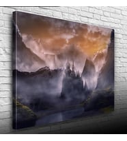 Bulutlar içinde Mistik Şato Kanvas Tablo 50 x 70