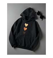 Unisex Sirali Kalp Baskılı Oversize Sweatshirt (Siyah)