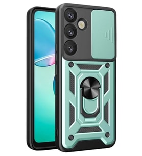 Newface Samsung Galaxy S25 Kılıf Pars Lens Yüzüklü Silikon - Yeşil