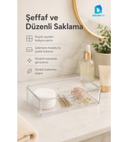 Şeffaf Kozmetik ve Takı Organizeri, Ruj, Oje, Pamuk Düzenleyici