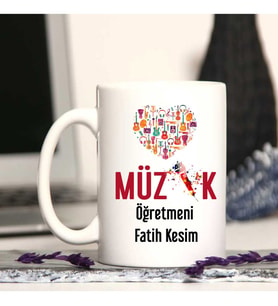 Müzik Öğretmenine Özel Öğretmenler Günü Hediyesi Kişiye Özel Kupa Bardak