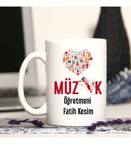 Müzik Öğretmenine Özel Öğretmenler Günü Hediyesi Kişiye Özel Kupa Bardak