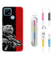 Realme C11 C21 C21Y C25Y C11 2021 Kılıf Kablo Koruma Spiral Silikon Çılgın Kedi 1674